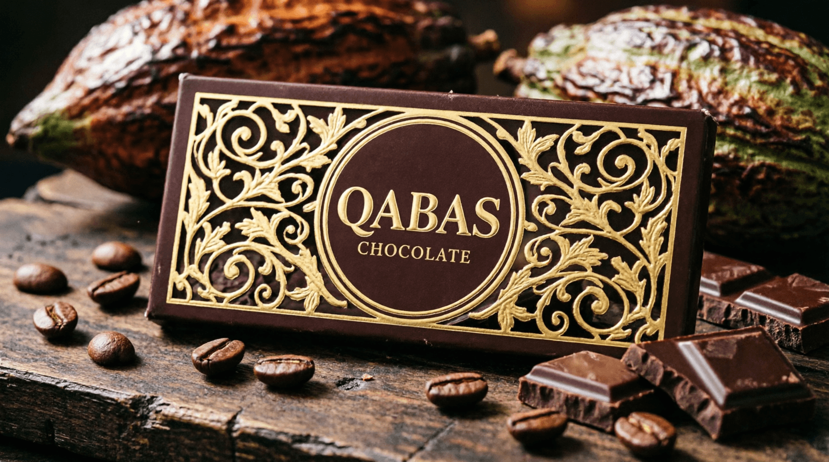 Qabas Chocolate bar with cocoa beans